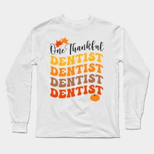 Groovy Dental Life Pumpkin Tooth Dentist Fall Thanksgiving Long Sleeve T-Shirt